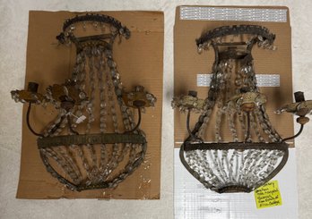 Pair Of 19th Century Venetian Crystal Beaded Sconces From The Estate Of Alice Coolidge