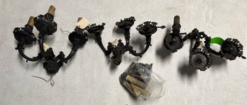 3 C 1900s Attributed To  EF Caldwell 3 Arm Iron Sconces