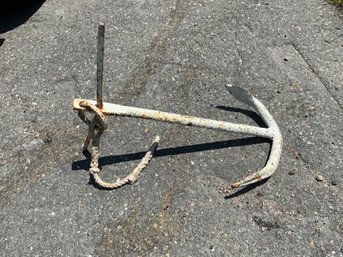 Antique Iron Anchor In White Paint