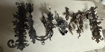 Pair Of Iron Gas Sconces C 1890 Electrified In Early 20th Century