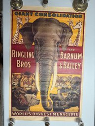 Ringling Brothers Barnum & Bailey Reprinted 1920 Poster