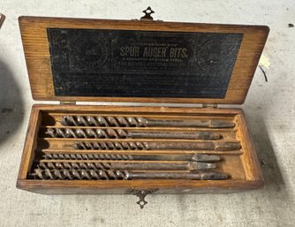3 Layer Antique Box Of Super Auger Bits Complete