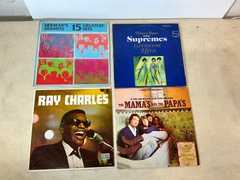 Vintage 60s And 70s Vinyl Albums Ray Charles Supremes Greatest Hits Mamas Papas Hermans Hermits