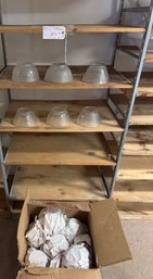 6 Glass Shades On Shelves   At Least Double That Unpacked! 4' Fitters