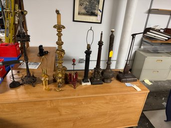 Lot Of 9 Table Lamps As Found