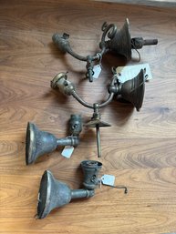 4 Antique Brass Sconces Gas & Electric As Found