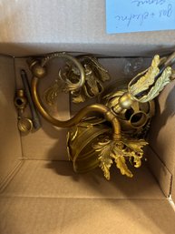 4 Boxes Of Brass Antique Gas & Electric Sconces