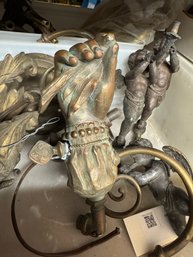 4 Bins Of Great Antique Lighting Parts, With Awesome Figural Pieces!
