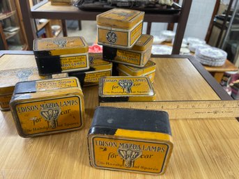 9 Antique Mazda Edison Automobile Lightbulb Tins