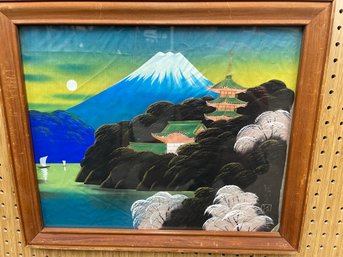 Signed Vintage Japanese Painting On Silk Mt. Fuji ?