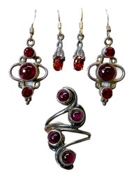 Garnet Sterling Jewelry Lot