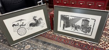 Pair Of Vintage Framed Thai Rubbings