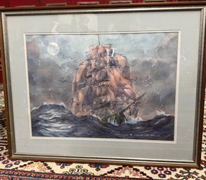 Edward J Bulger Original Watercolor Clipper On Waves