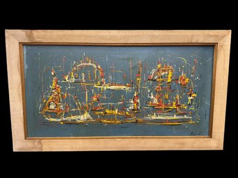 Charles Stepule 1911 - 2006 Wild Gritty Gloucester MA  Fiesta Abstract Large Original Oil Painting
