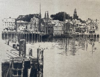 George Wainwright Harvey (1855-1930) Etching Of Annisquam Gloucester  MA