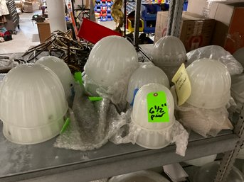 Sixteen Pieces Of Vintage Brascolite Glass Ceiling Mount Shades