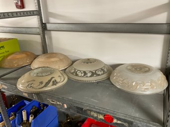 Five Vintage Glass Ceiling Mount Shades