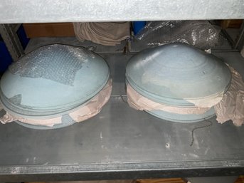 Set Of Thirteen Blue Glass Ceiling Mount Shades 17 Diameter Each (Glass Is The Same As Lot #69 In Auction 1)