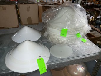 Lot Of Twelve Vintage Milk Glass Ceiling Mount Shades