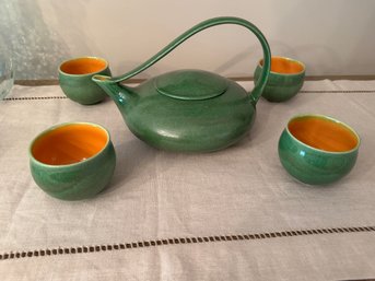 Elegant Lily Form Art Nouveau Style Teapot And Cups