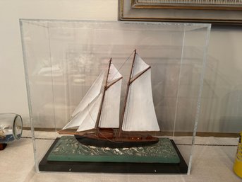 Antique/Vintage Ship Model In Acrylic Case