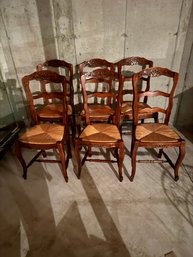 Six Beautiful Solid Wood, Well Made Carved Back Dining Room Chairs