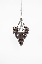 C459 Early 20th Century Small Iron Arts And Crafts Chandelier