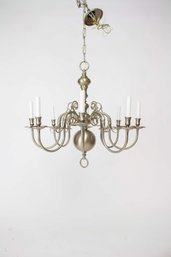 C446 20th Century Nickel 8 Arm Colonial Style Chandelier