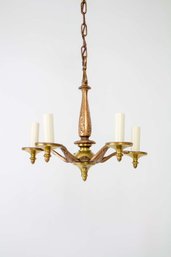 C441 Five Arm Art Deco Cast Bronze Chandelier