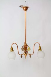 C427 Late 19th Century Three Light Red Brass Gasolier