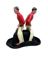 Two Plastic Cowboys Astride A Miniature Hat Outsider Art Assemblage