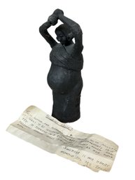 Kenyan Sculpture Of A Woman Pounding Maize By Henry Mundia 1977