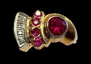 14K Gold Rubies Diamonds Ring