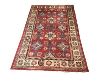 Large Wool And Cotton Hand Woven Rug 6ft X 9ft