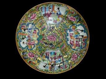 Pair Of Antique Or Vintage Rose Medallion Porcelain Plates