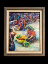 Colorful  Figure Study Oil On Canvas