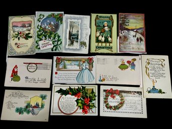 12 Antique Christmas Postcards Early 1900s Etc