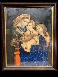 Antique Mother And Children Artwork Gouache And Litho?