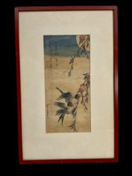 Antique Japanese Watercolor On Paper B