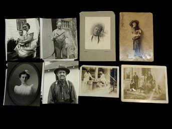 22 Antique Photographs, Cabinet Cards Peasants Etc