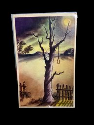 7 Antique Novelty Postcards With Spooky Halloween Skull Tree Etc