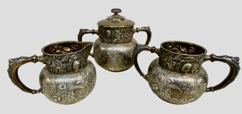 Antique Three Piece Silver Plate Service Set Derby Silver Company