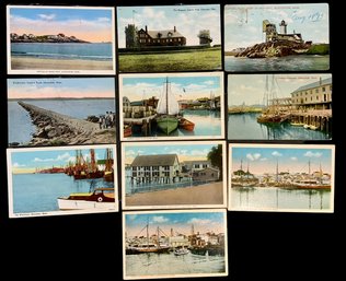 Lot Of Ten Antique/vintage Gloucester Massachusetts Postcards