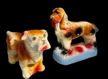 Vintage Chalkware Doggy Duo