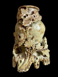 Ornate Antique Carved Stone Chinese Vase