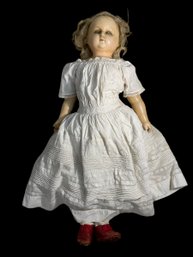 Antique Waxhead Doll With Red Shoes