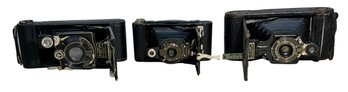 Three Antique Kodak Cameras No 1A Series III Brownie Autographic Kodak Jr