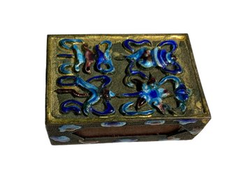 Antique Enamel And Brass Or Bronze  Matchbox