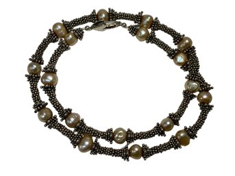 Cultured Pearl And Sterling Necklace