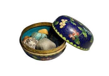 Vintage Chinese Cloisonne Box With Stones